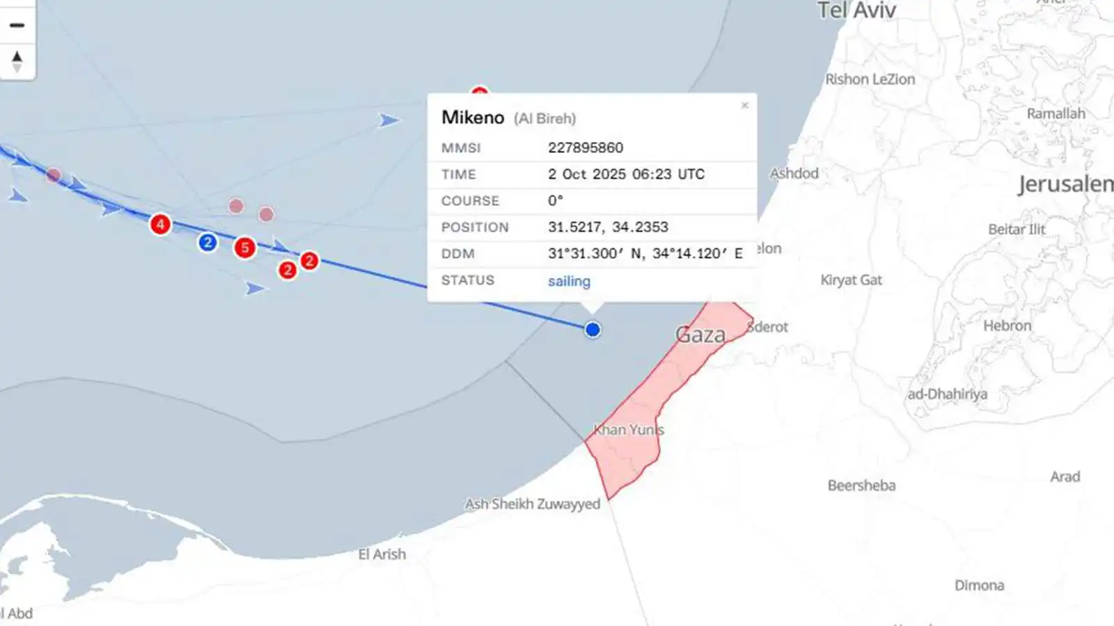 أسطول الصمود يعلن وصول أول سفينة إلى سواحل غزة