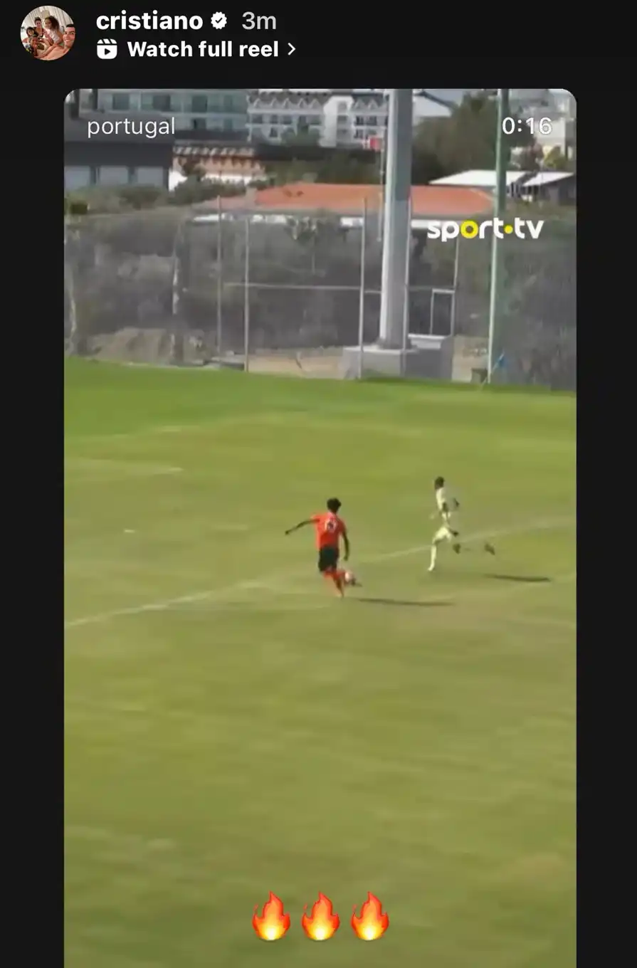 رد فعل رونالدو على هدف نجله