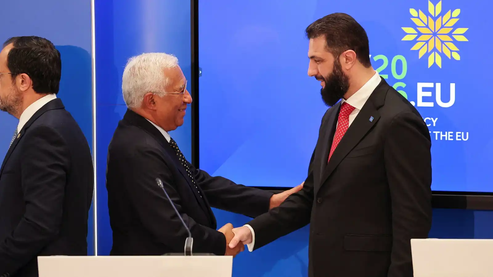 الشرع مع رئيس المجلس الأوروبي