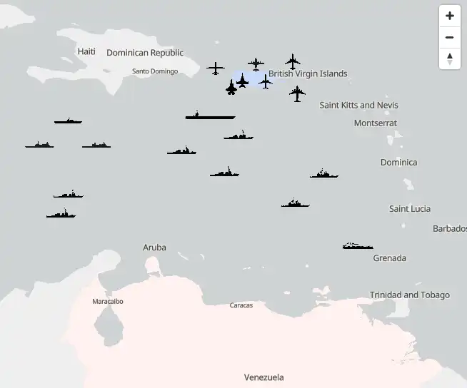 خريطة انتشار القوات الأمريكية حول فنزويلا