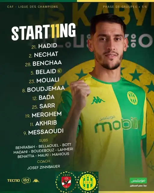 تشكيل شبيبة القبائل لمواجهة الأهلي