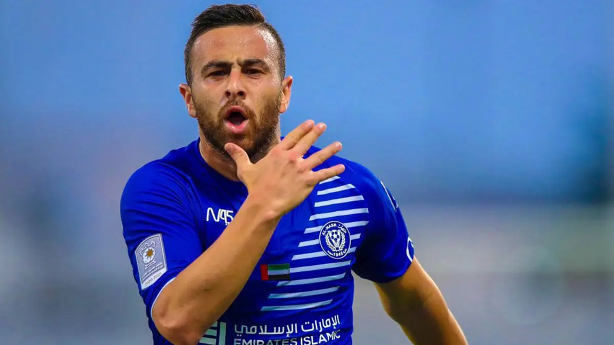 الإسرائيلي ضياء سبع نجم النصر الإماراتي يدعم فلسطين