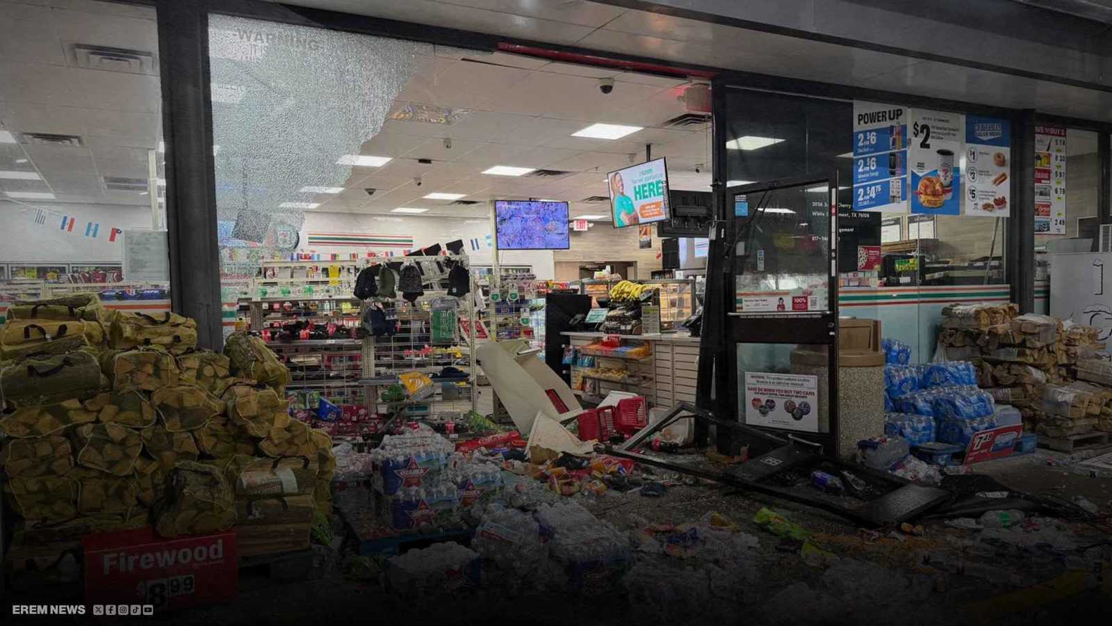 سرقة مجنونة لصراف آلي تدمر متجرا بالكامل في تكساس