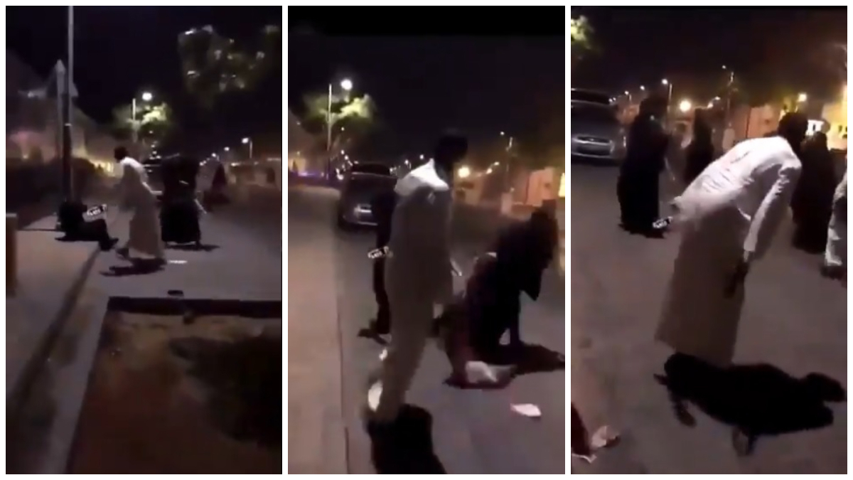 اعتداء عنيف لرجل على امرأة بشارع عام في السعودية يثير الغضب 