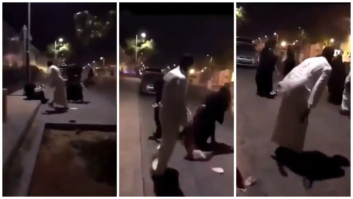 اعتداء عنيف لرجل على امرأة بشارع عام في السعودية يثير الغضب 