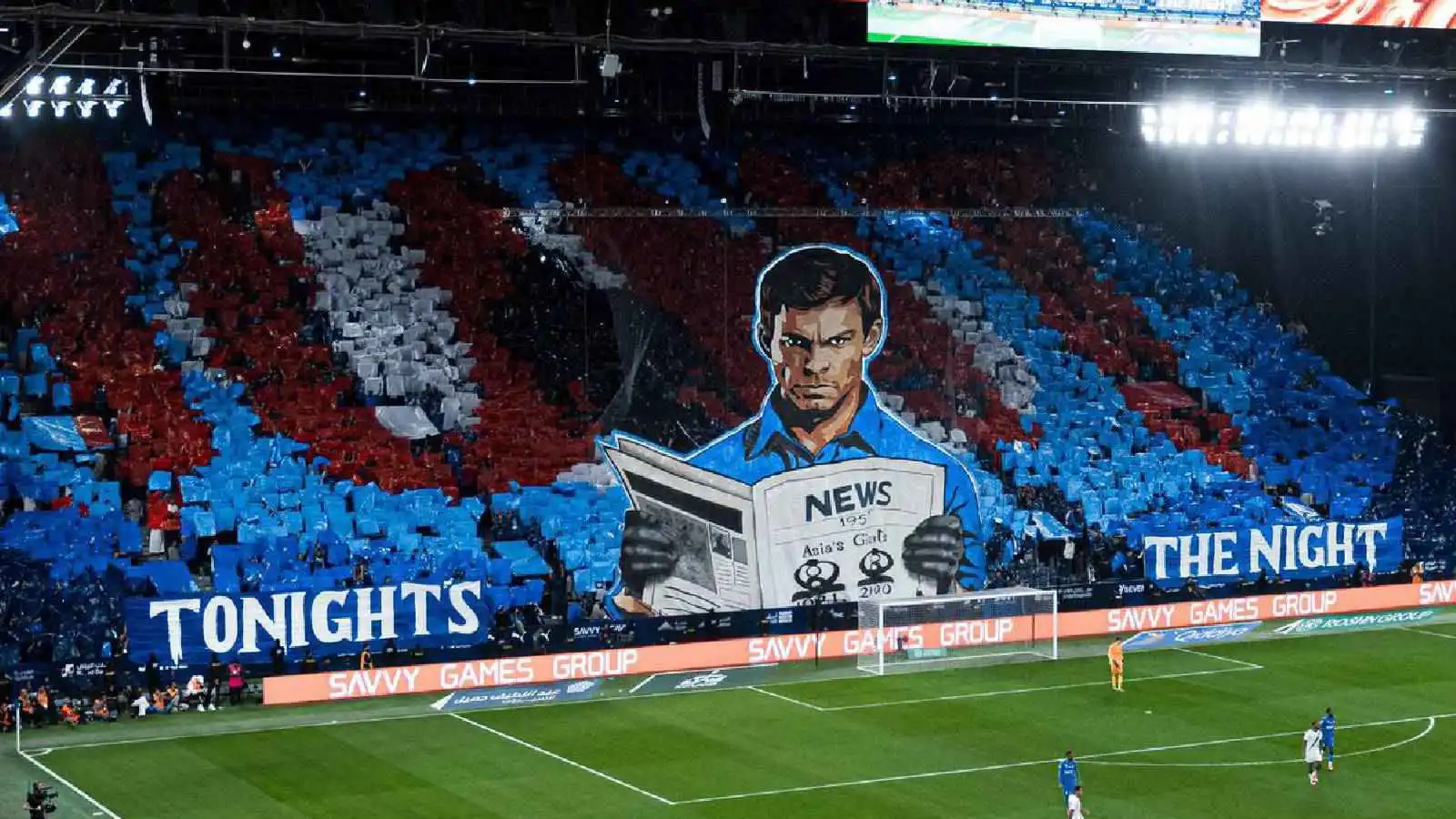 تحت أنظار الوليد بن طلال.. تيفو الهلال يشعل أجواء كلاسيكو الأهلي (فيديو)