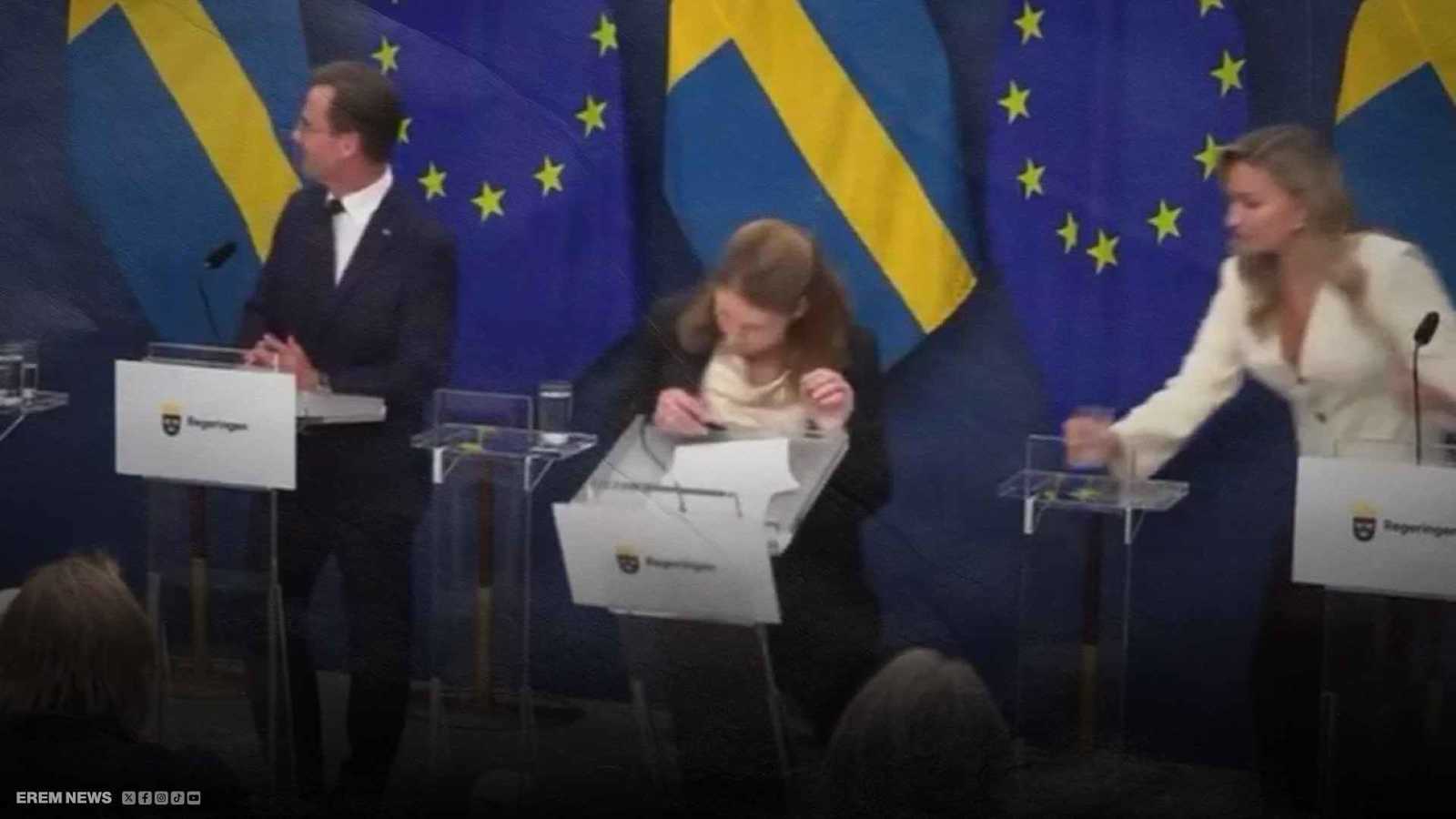 سقوط مفاجئ وفقدان الوعي لوزيرة على الهواء (فيديو إرم)