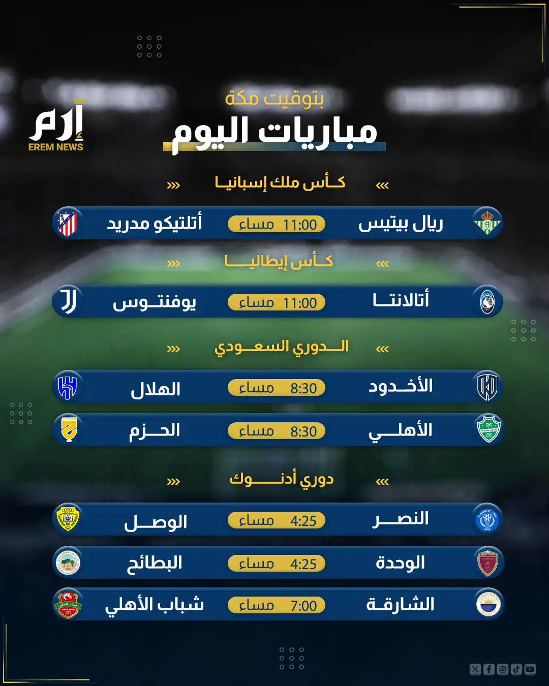 مواعيد مباريات اليوم الخميس