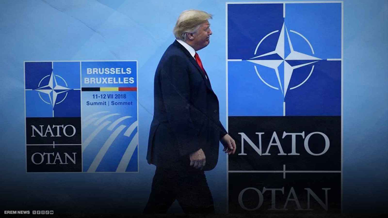 ترامب بجانب شعار الناتو