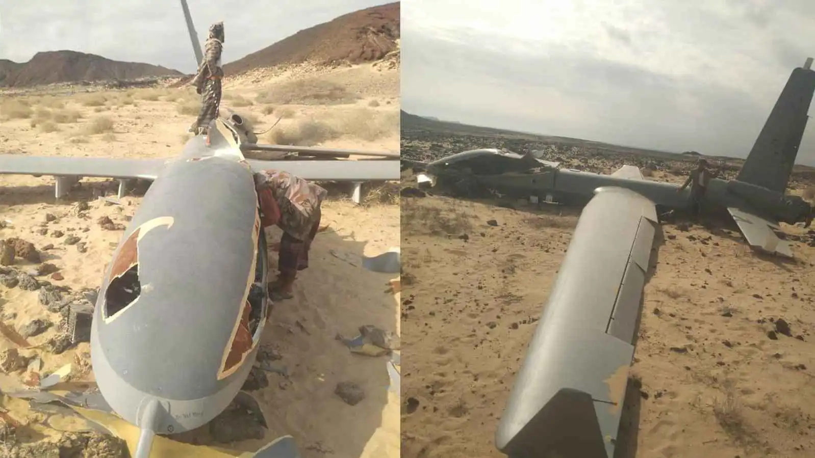 إحداهما أمريكية.. سقوط مسيّرتين جنوبي اليمن (صور وفيديو)