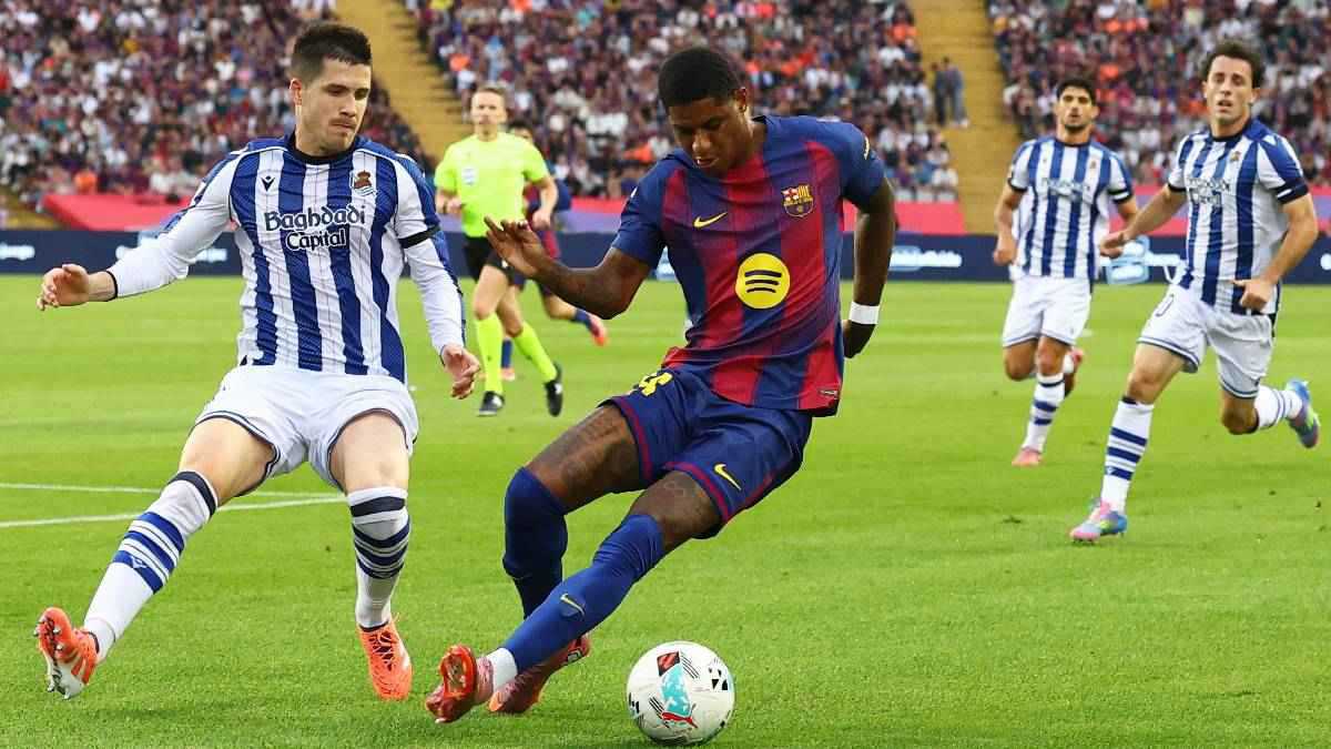 ملخص وأهداف ورجل مباراة برشلونة وريال سوسييداد في الدوري الإسباني