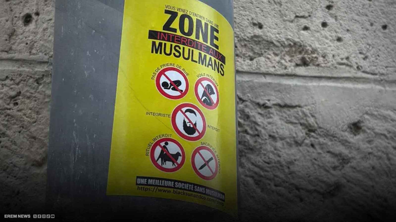 "منطقة ممنوعة على المسلمين" ملصقات صادمة تثير الغضب في فرنسا (فيديو)