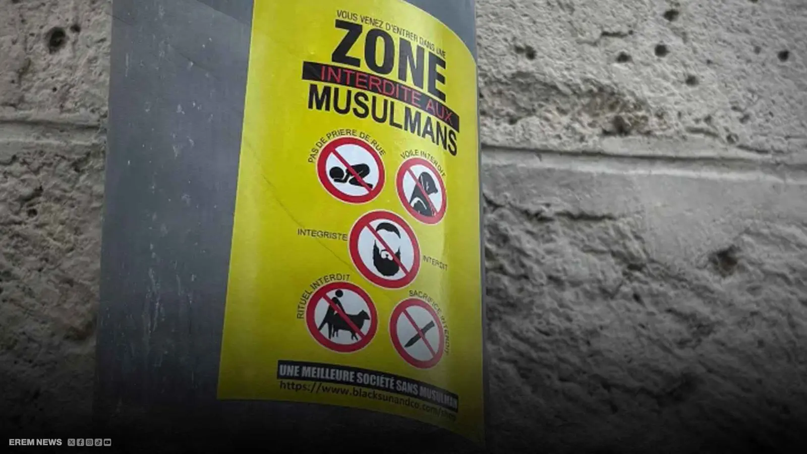 "منطقة ممنوعة على المسلمين" ملصقات صادمة تثير الغضب في فرنسا (فيديو)