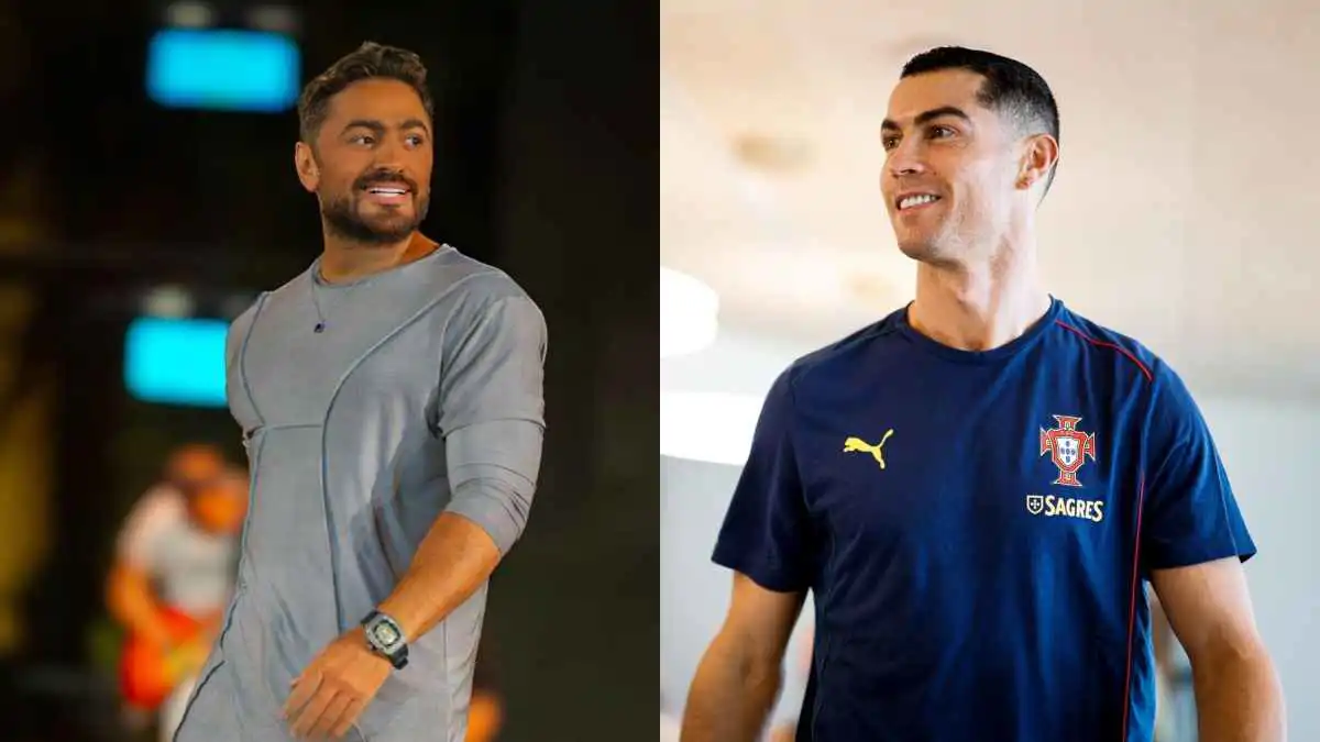 يمشي في الهواء.. تامر حسني يفاجئ جمهوره بفيديو كريستيانو رونالدو