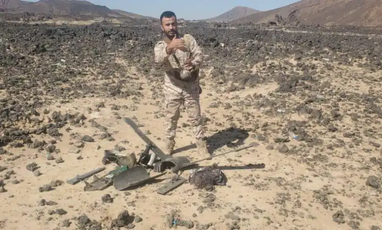 مسيرة حوثية التي تم اسقاطها في مأرب