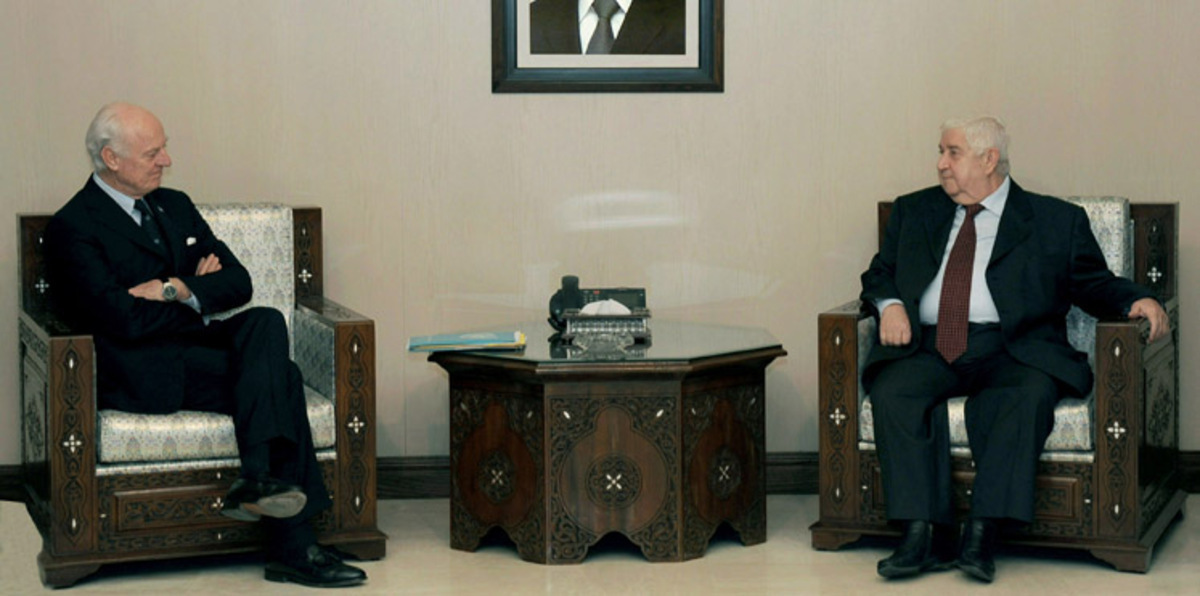 ‬دي ميستورا يلتقي المعلم في دمشق لبحث الهدنة الهشّة