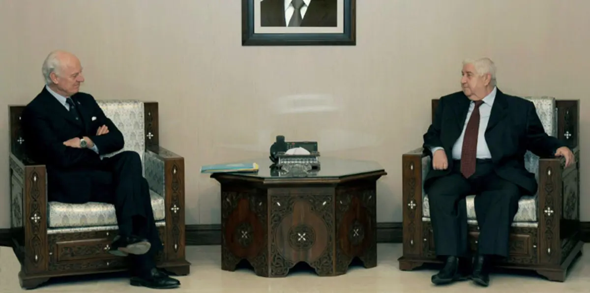 ‬دي ميستورا يلتقي المعلم في دمشق لبحث الهدنة الهشّة