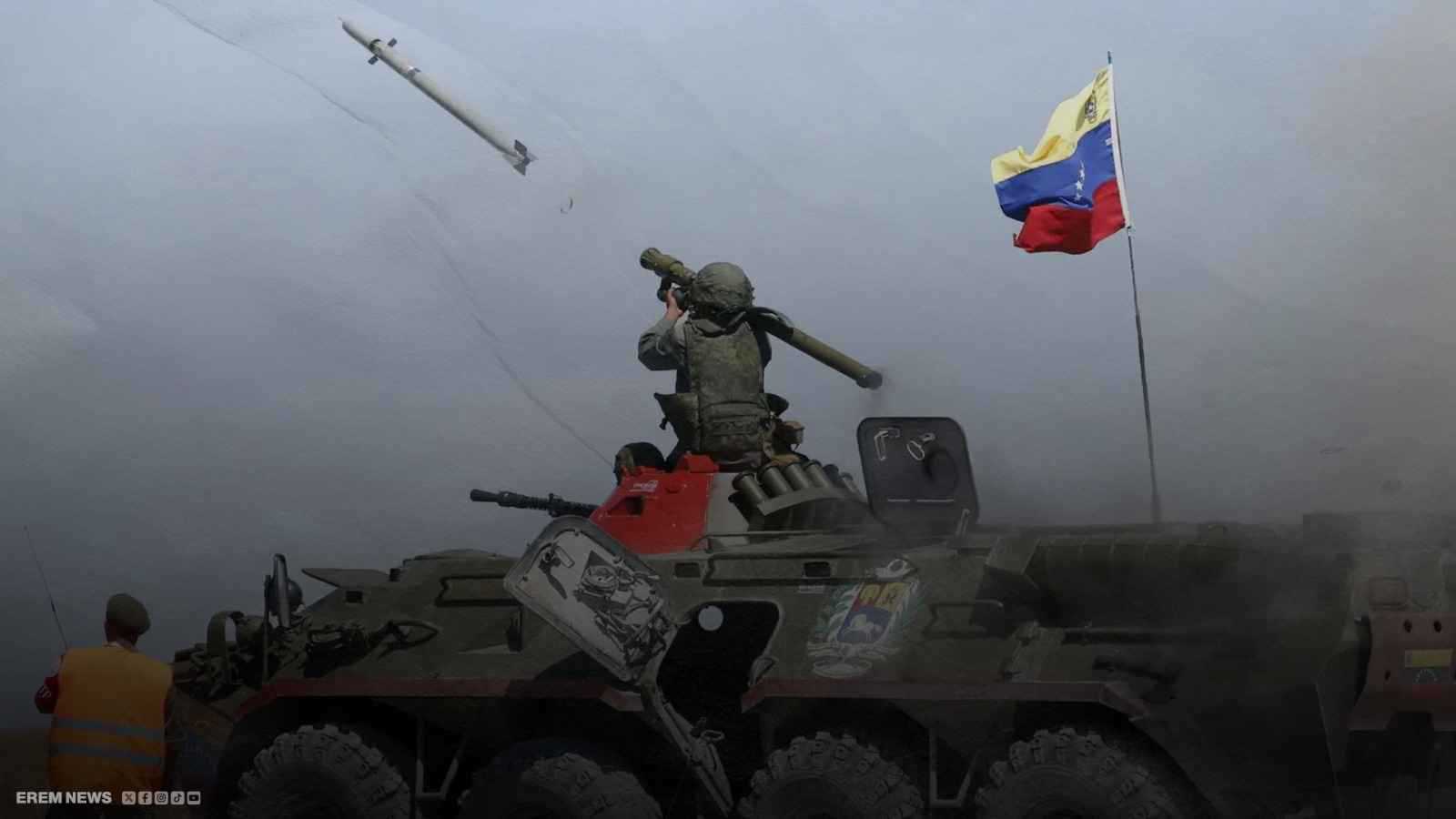 جندي فنزويلي يطلق صاروخا مضادا للطائرات 