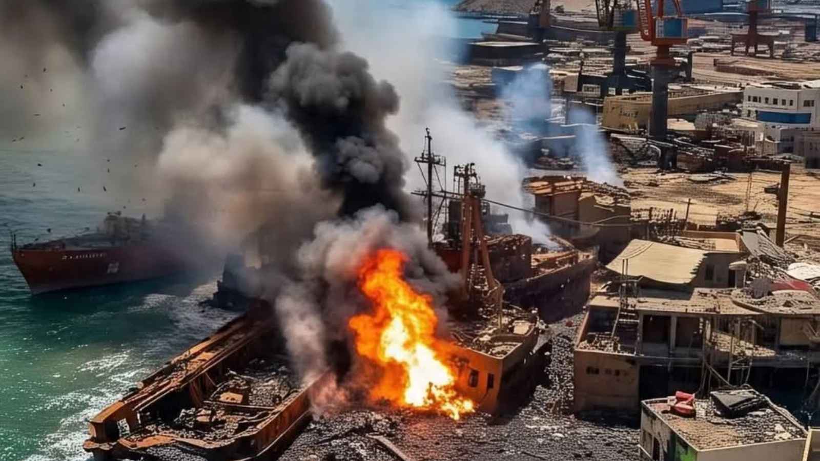 "خارج الخدمة".. ميناء الصليف اليمني "مدمر" عقب الغارات الإسرائيلية (فيديو)