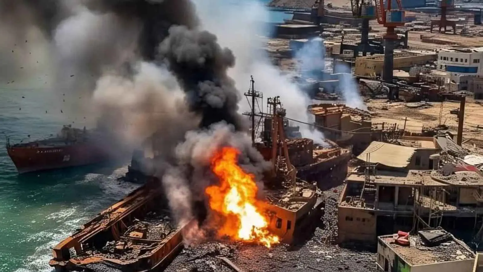 "خارج الخدمة".. ميناء الصليف اليمني "مدمر" عقب الغارات الإسرائيلية (فيديو)