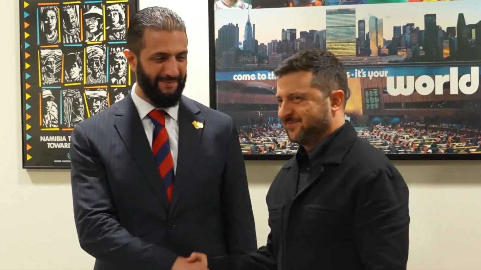 زيلينسكي والشرع يعيدان العلاقات الدبلوماسية بين أوكرانيا وسوريا (فيديو)