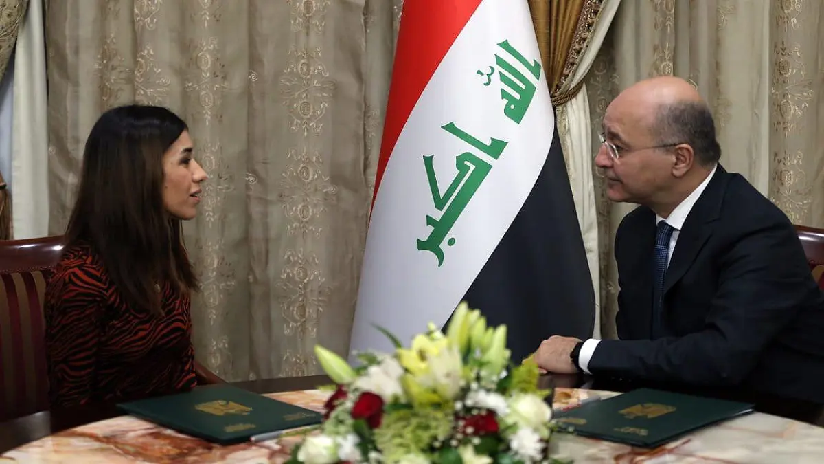 الرئيس العراقي يحتفي بالناشطة الإيزيدية نادية مراد الحائزة على جائزة نوبل للسلام (فيديو وصور)