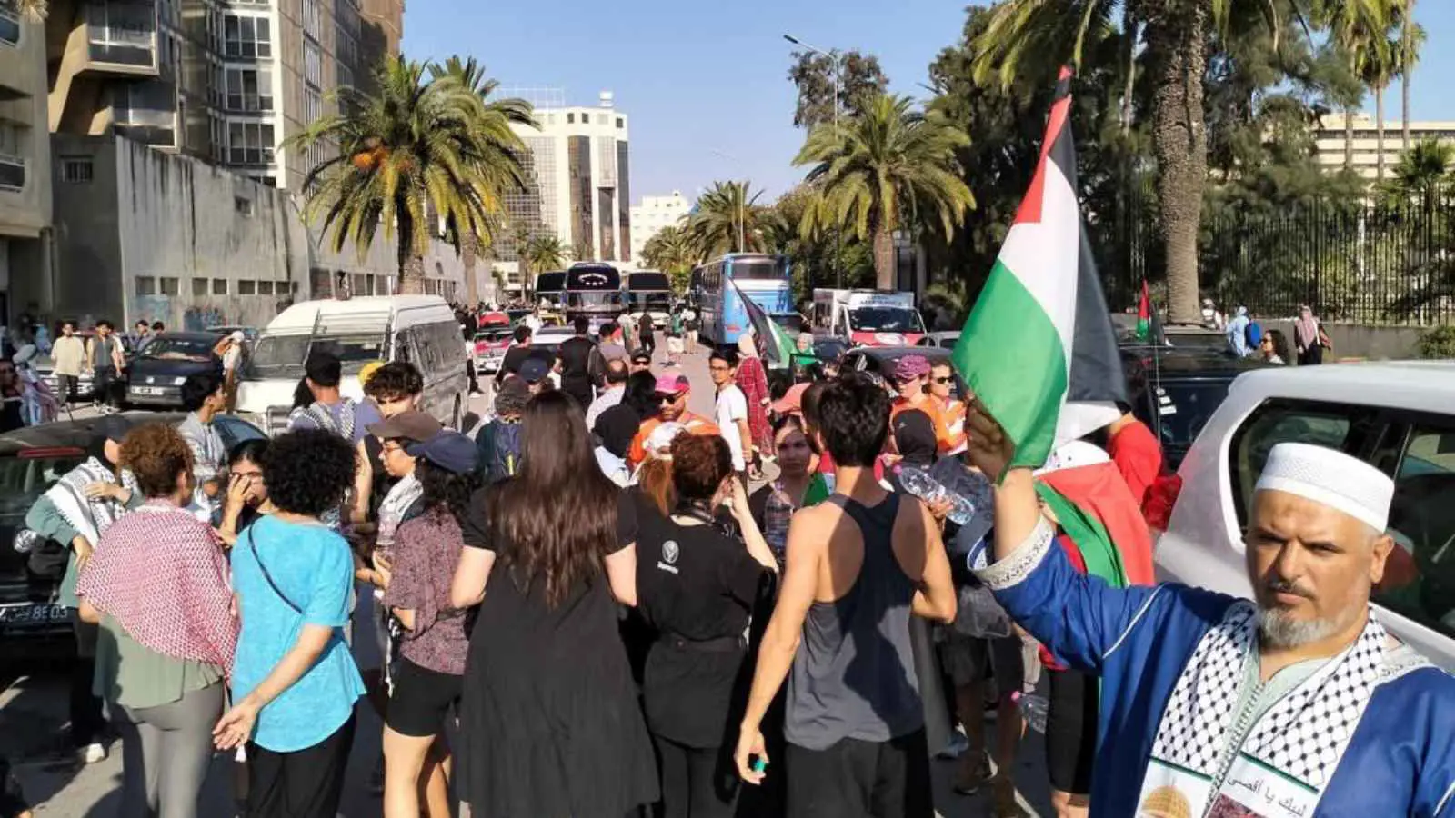 انطلاق قافلة "الصمود المغاربية" من تونس باتجاه غزة (فيديو)