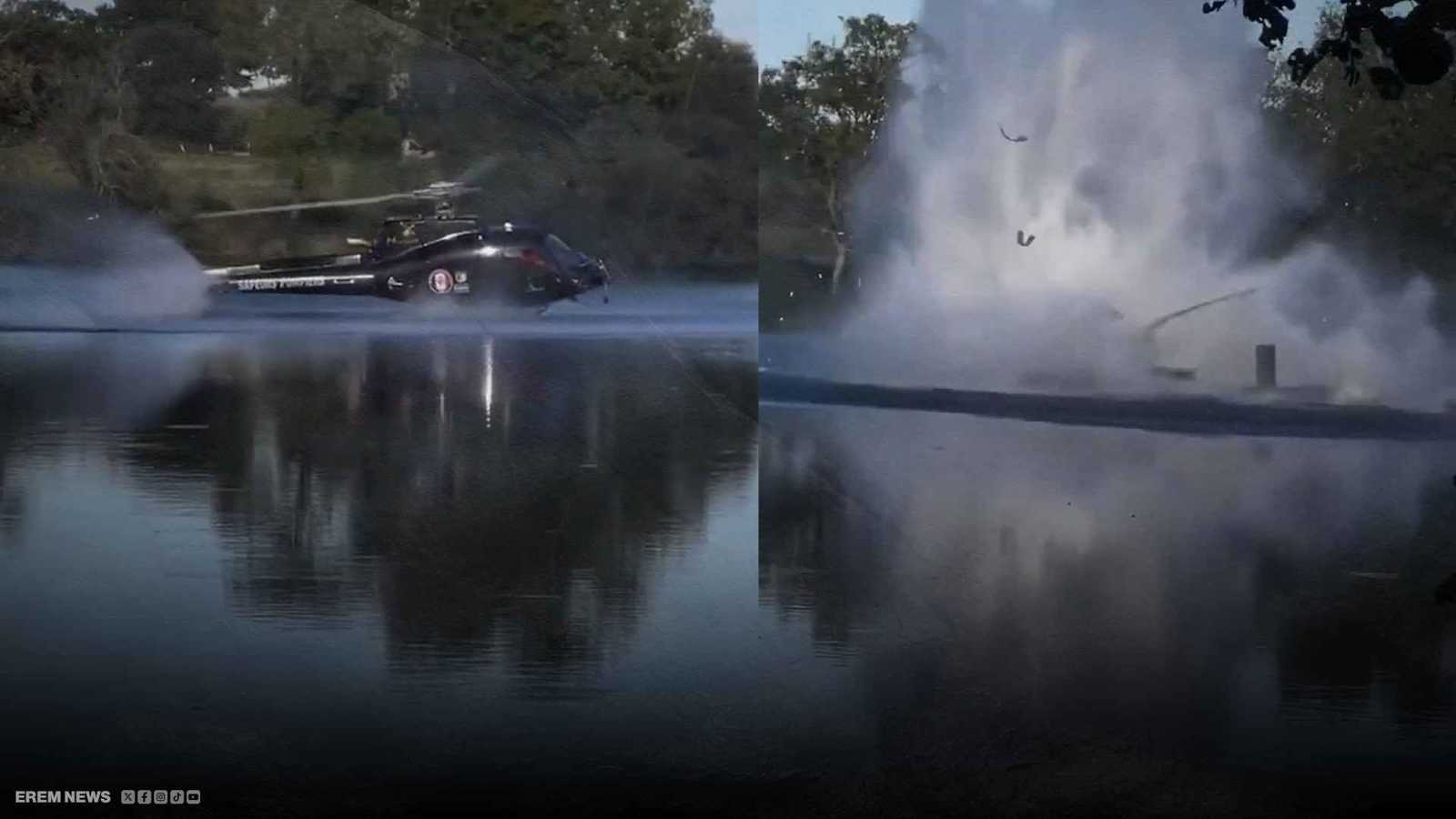 سقطت في الماء.. لحظات مرعبة لتحطم مروحية فرنسية