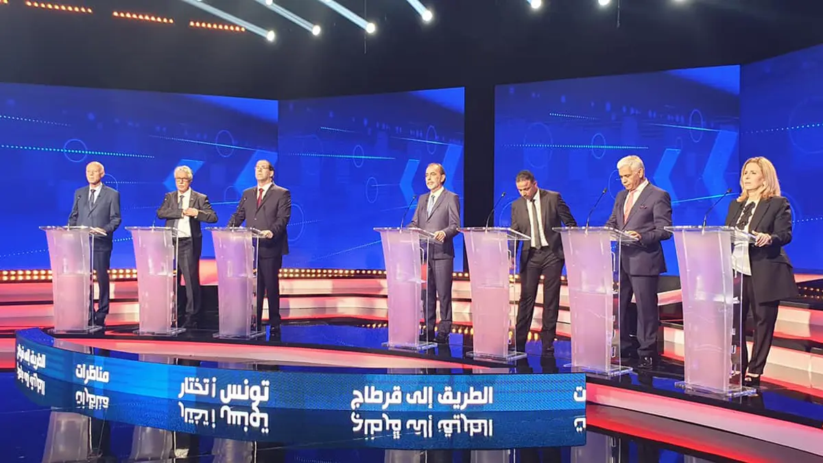 تونس.. احتجاجات واتهامات للشاهد بالفساد في الجولة الختامية للمناظرات التلفزيونية