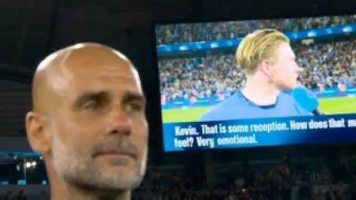 غوارديولا يبكي في ليلة وداع كيفين دي بروين (فيديو)