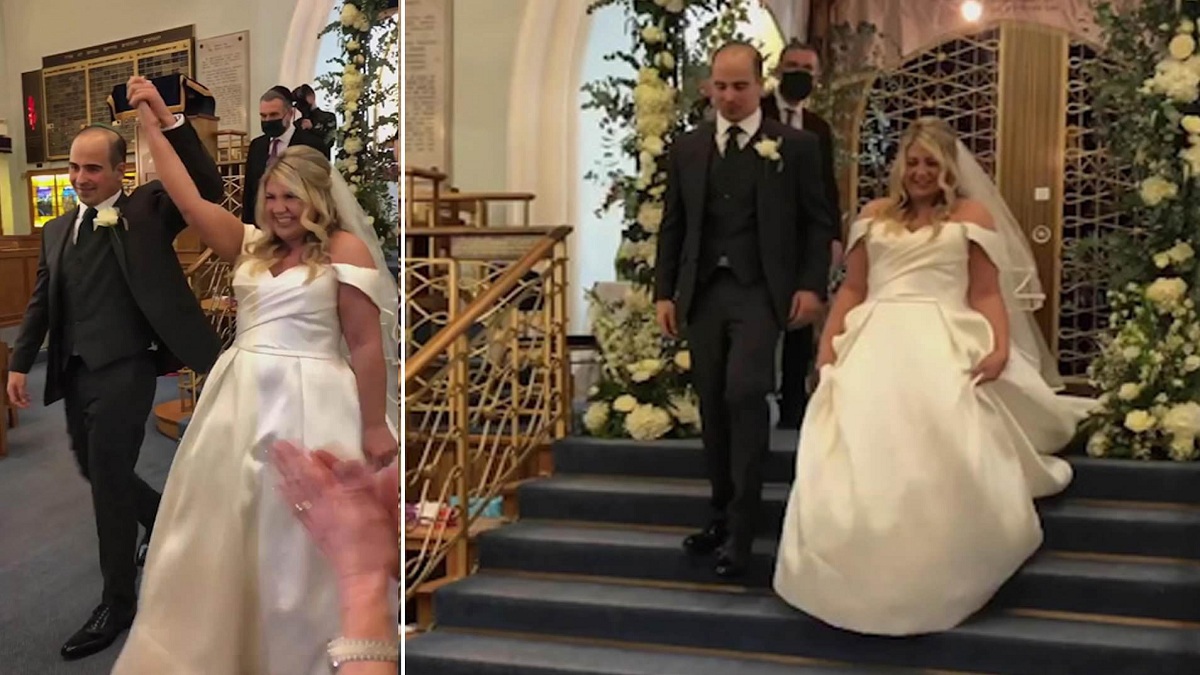 عروسان بريطانيان يجهزان زفافهما في ساعتين قبل الإغلاق الشامل (صور وفيديو)