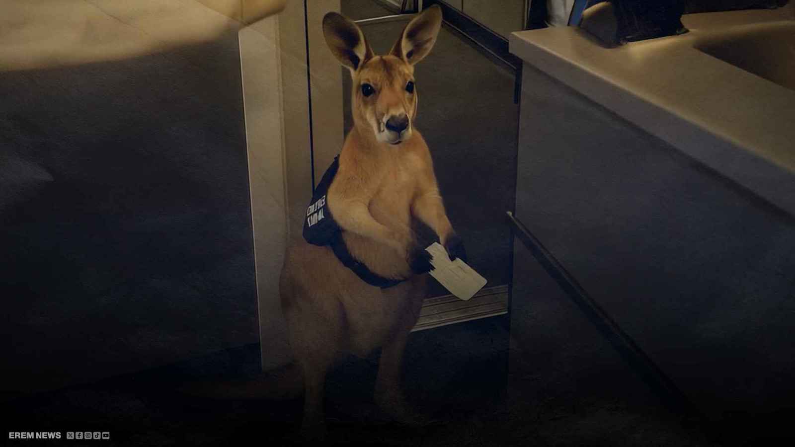 كنغرٌ يحمل تذكرة طيران