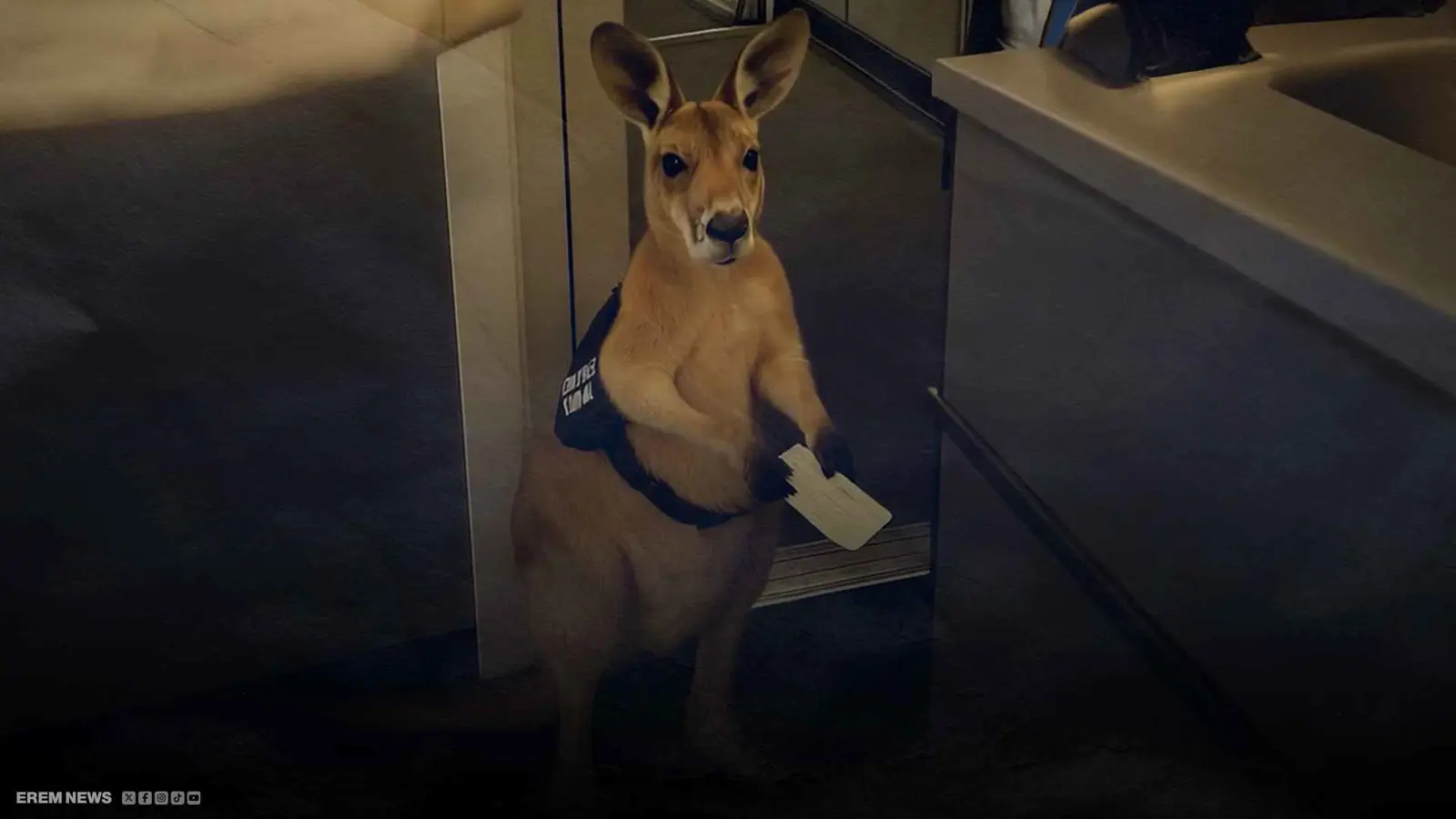 كنغرٌ يحمل تذكرة طيران