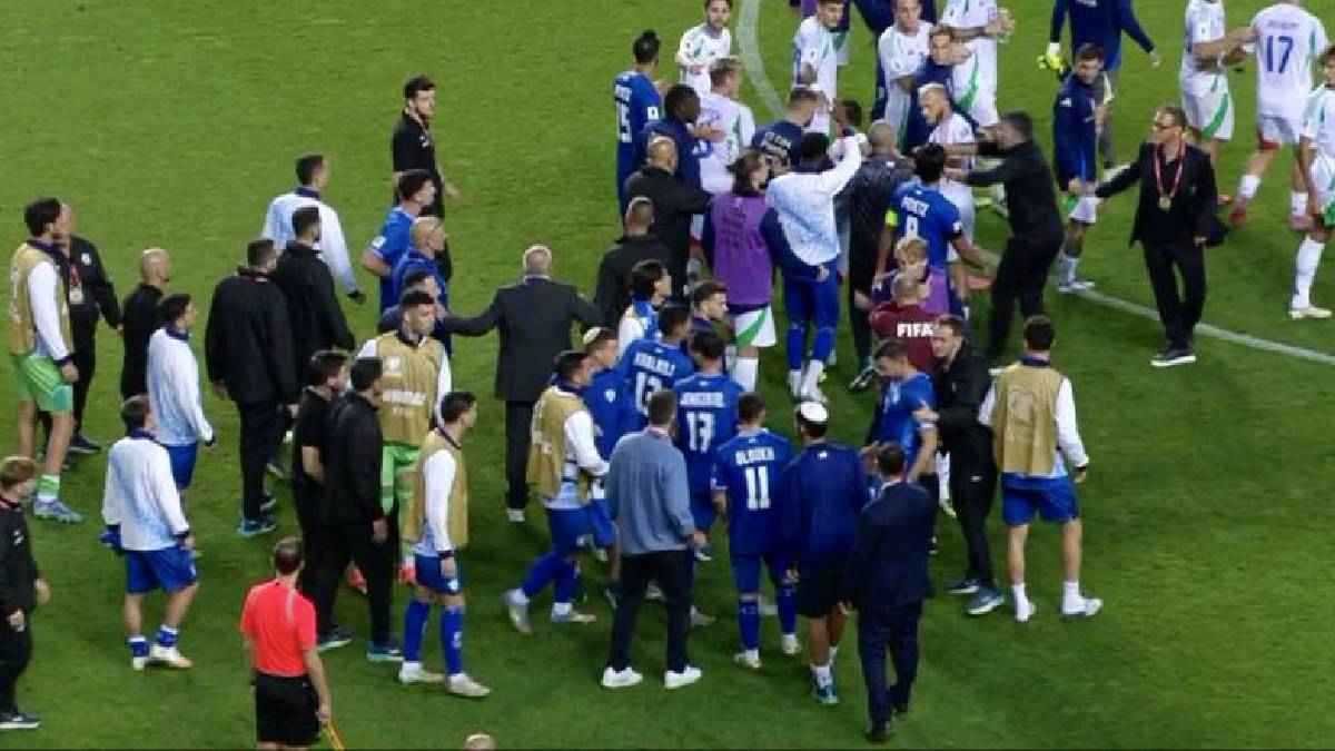 اشتباك لاعبي منتخب إيطاليا وإسرائيل