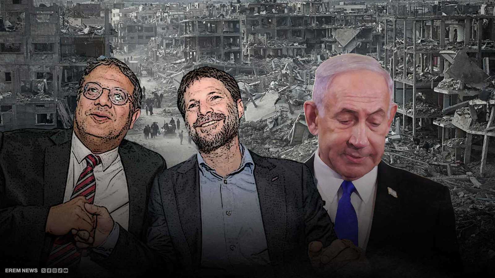 وزيرا اليمين المتطرف في إسرائيل ونتنياهو