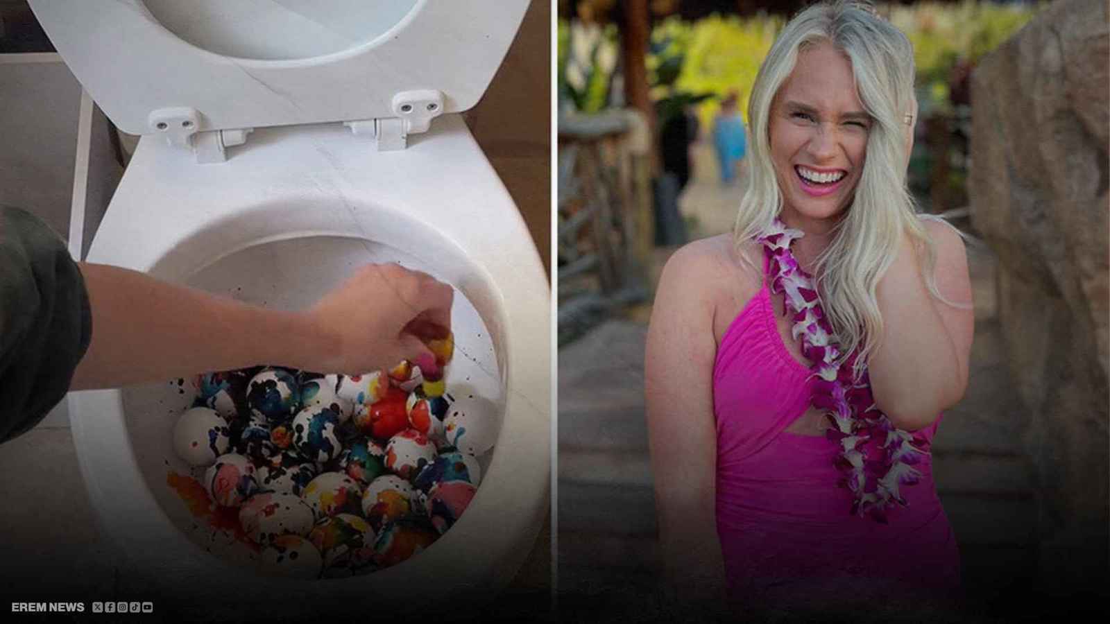 بيض ملوّن في المرحاض.. مؤثرة تصدم متابعيها بفيديو مجنون