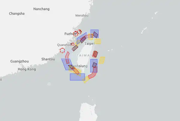 عملية تطويق لتايوان خلال المناورات الصينية