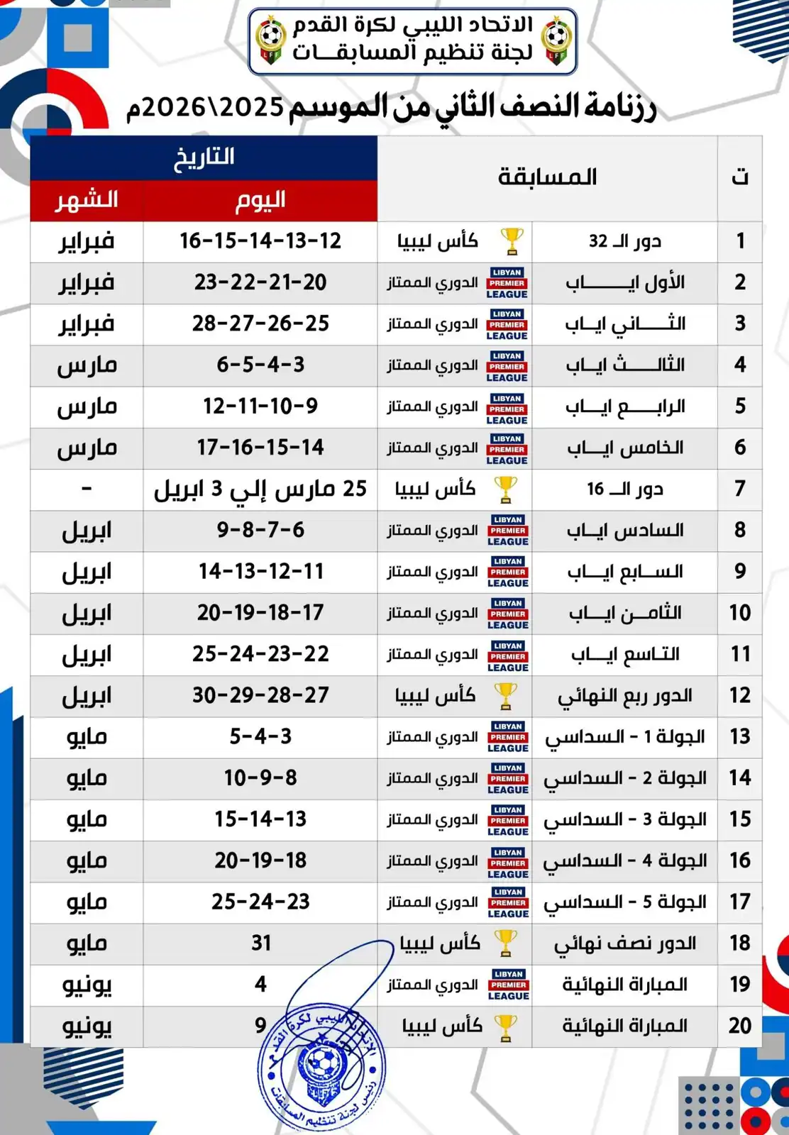 روزنامة الموسم الحالي في ليبيا