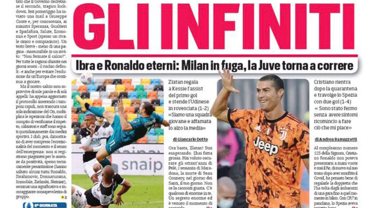 الصحف الرياضية: "في انتظار الأهداف من ميسي".. و"رونالدو هدفان بعد كورونا".. و" إبراهيموفيتش البهلوان" (صور)