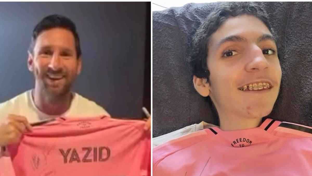 بقميص يحمل توقيع الأسطورة.. حارس ميسي يحقق حلم الشاب "يزيد" (فيديو وصور)