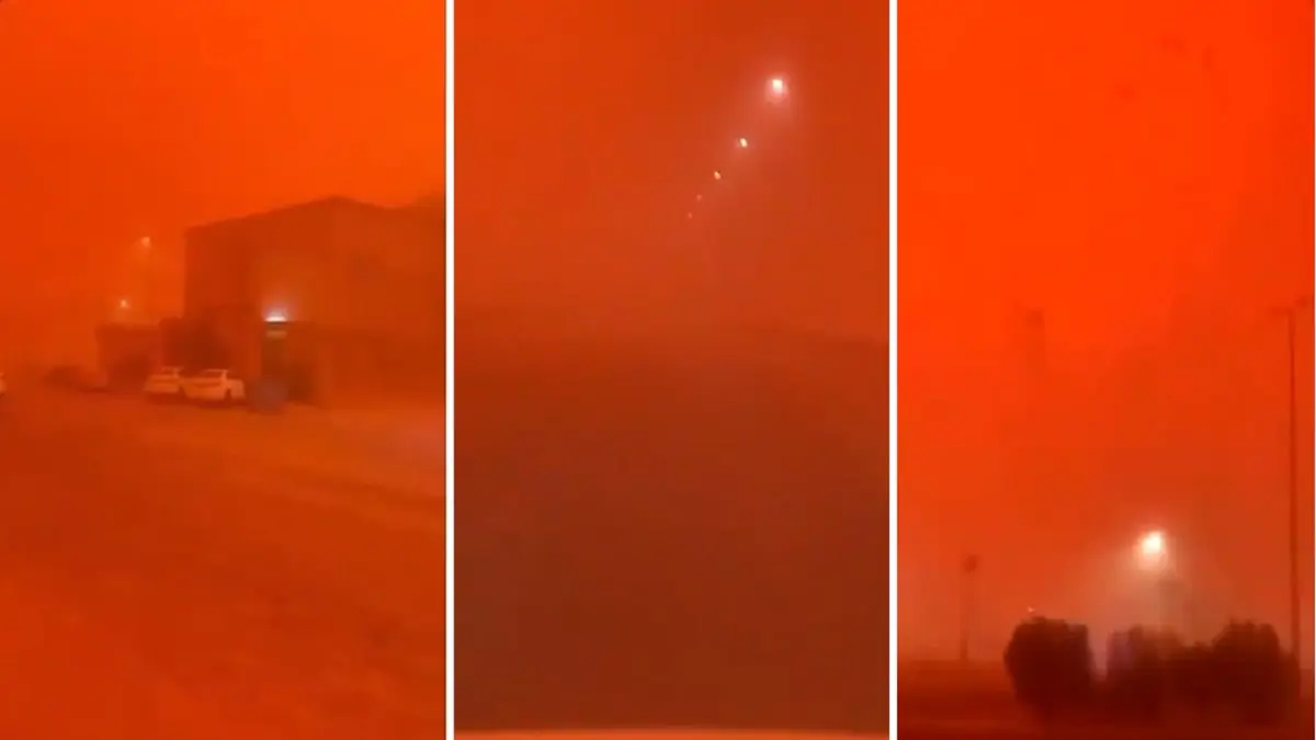 السعودية.. عاصفة "الحمراء" تحول نهار عرعر إلى ليل (فيديو)