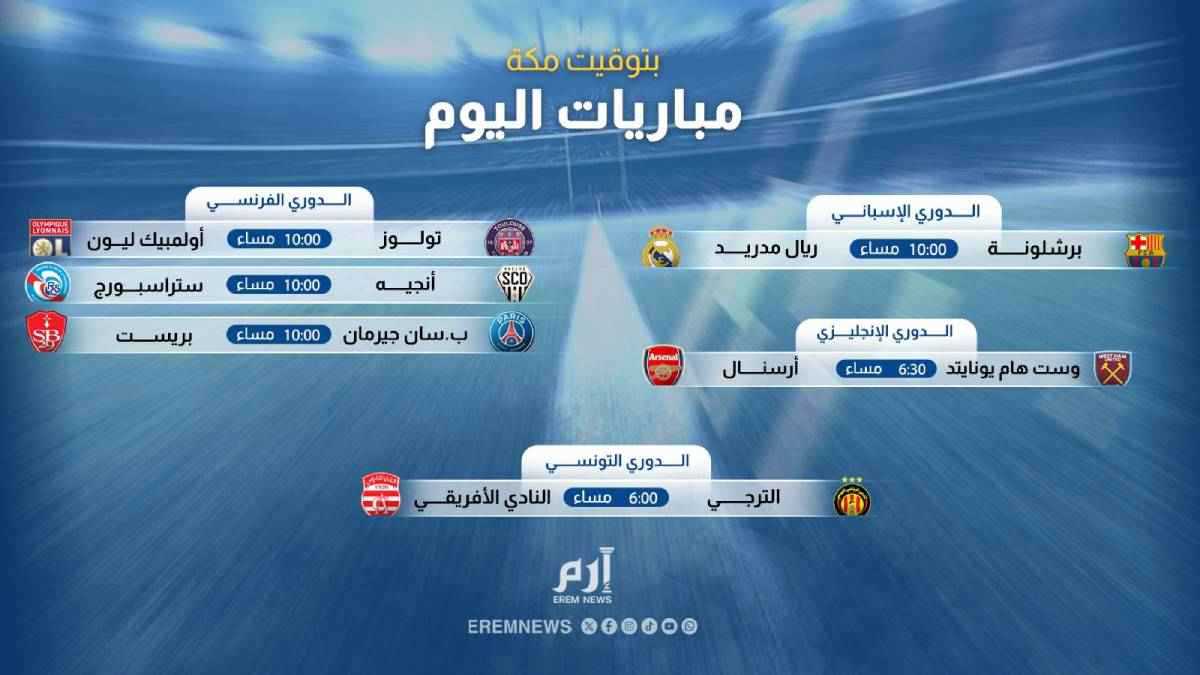 الكلاسيكو والترجي ضد الإفريقي.. مواعيد مباريات اليوم والقنوات الناقلة 