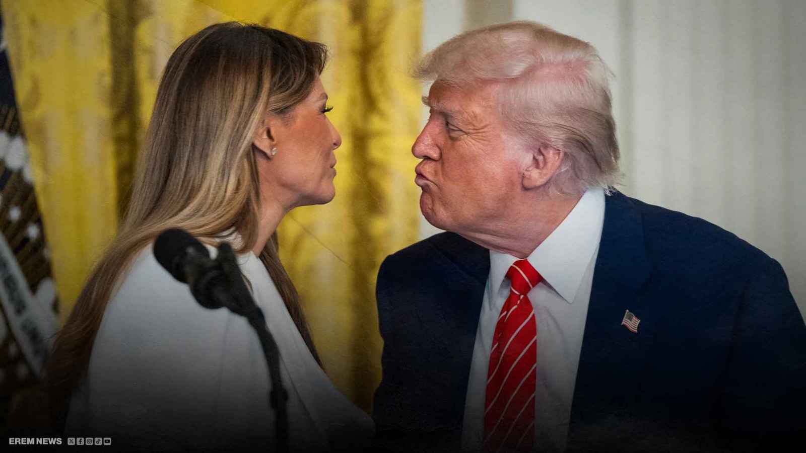 ترامب يرد على تقارير ابتعاده عن ميلانيا بقبلة على الهواء