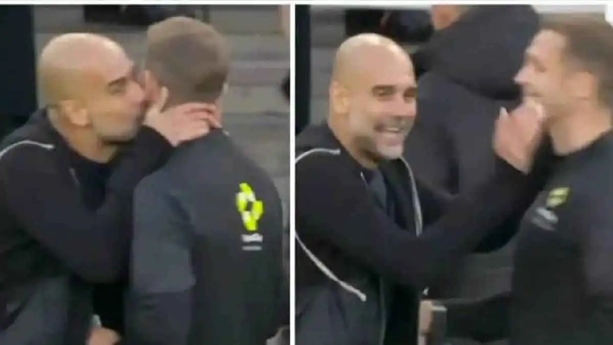 تصرف غريب من غوارديولا تجاه حكم مباراة آرسنال ومانشستر سيتي (فيديو)