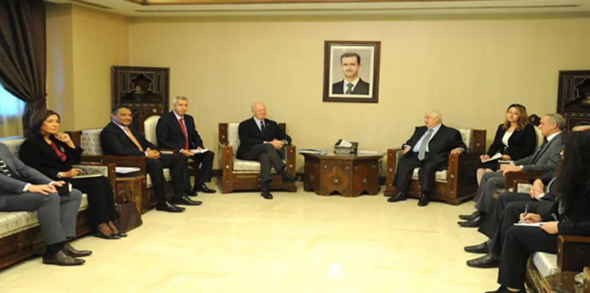 دي ميستورا يبحث وقف إطلاق النار والمساعدات مع المعلم