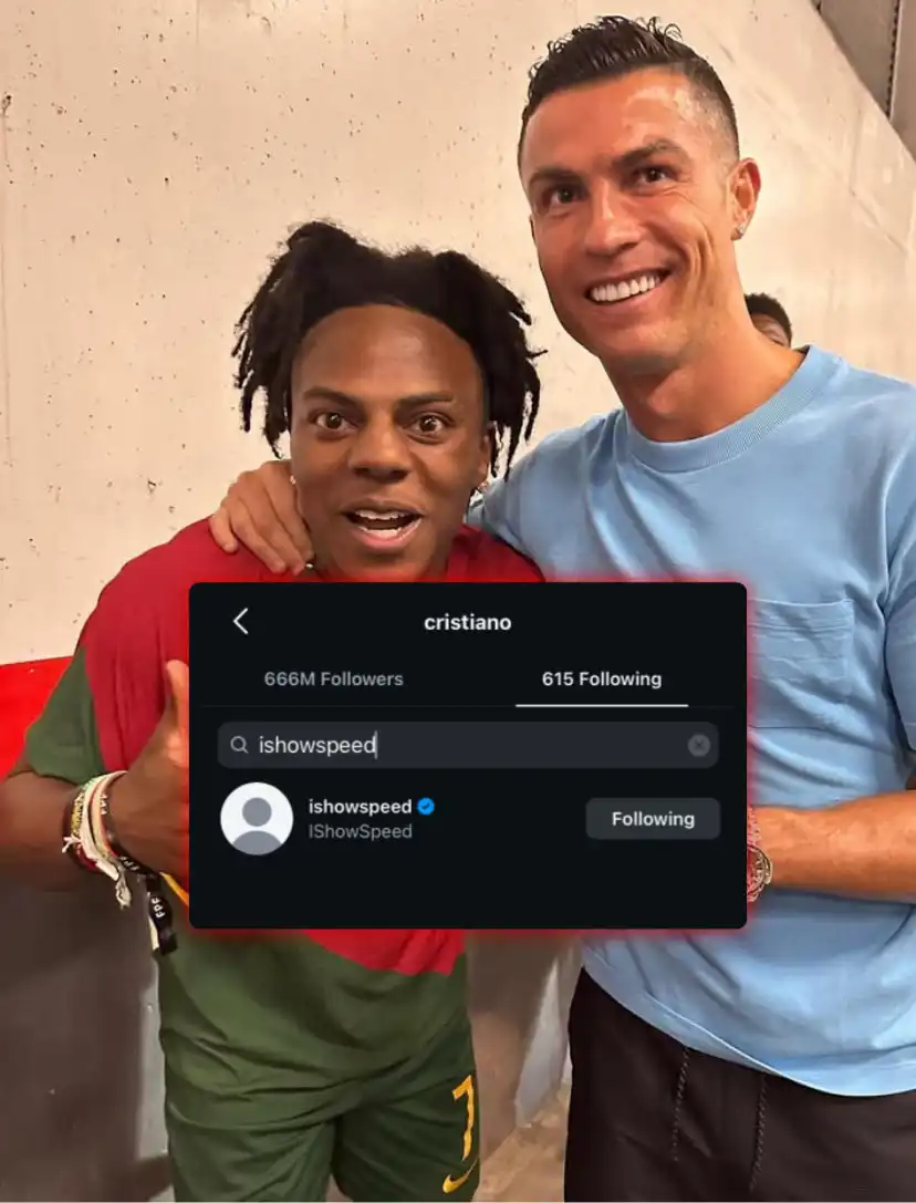 متابعة رونالدو لصانع المحتوى سبيد