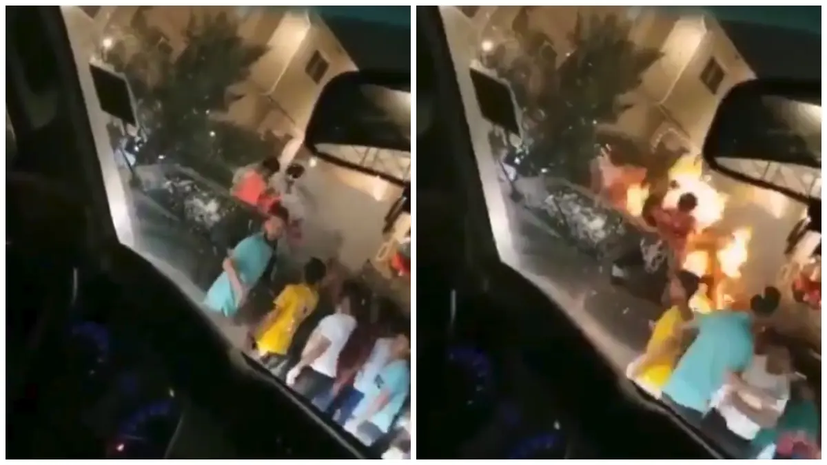 شاهد.. اشتعال النيران بأطفال في الكويت