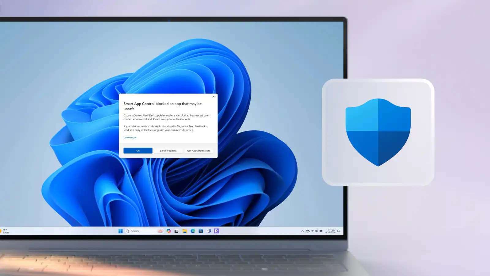 شعار ويندوز 11 على شاشة ذكية