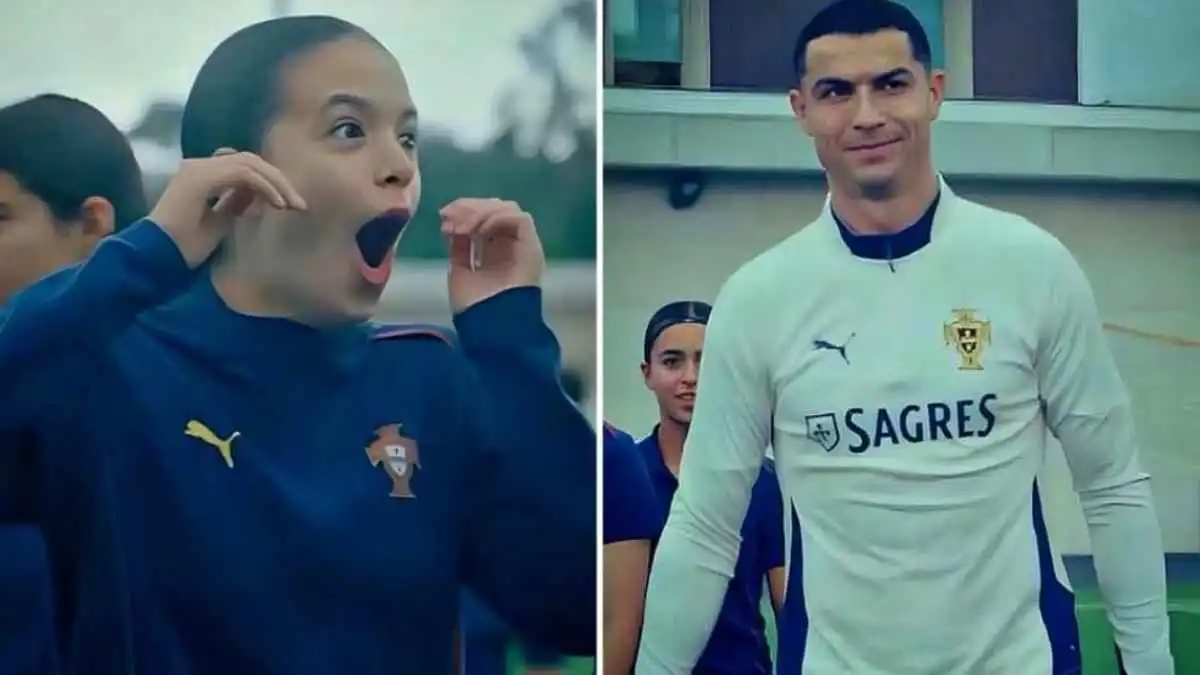 لم يصدقن.. رد فعل لاعبات البرتغال بعد مصافحة كريستيانو رونالدو (فيديو)