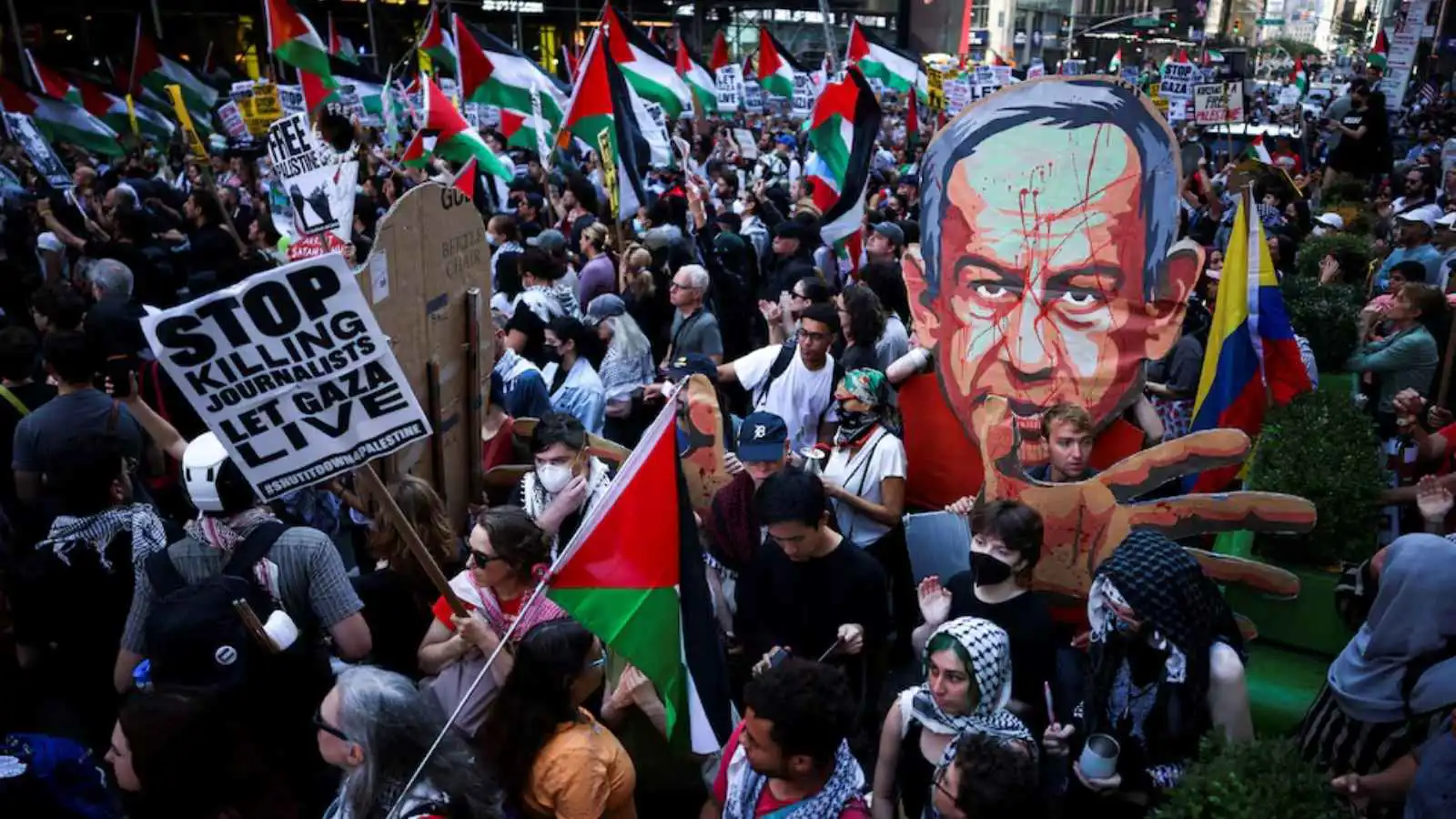 احتجاجات واسعة في نيويورك رفضاً لزيارة نتنياهو (فيديو)